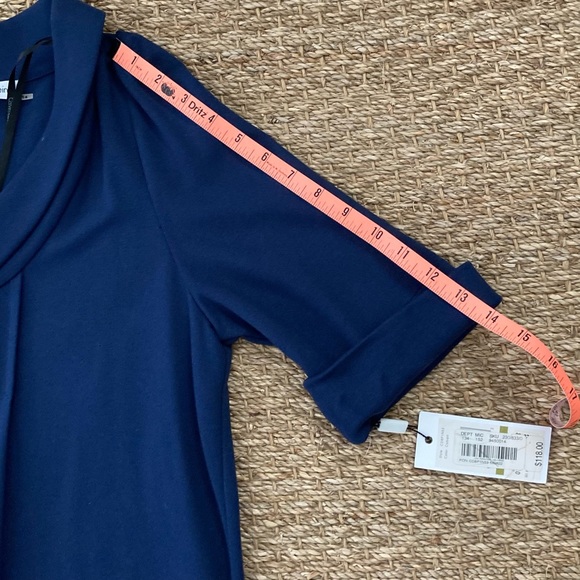 NWT Calvin Klein Navy Blue Shift Dess, Cowl Neck & Side Pockets, Size 14 - Picture 11 of 12